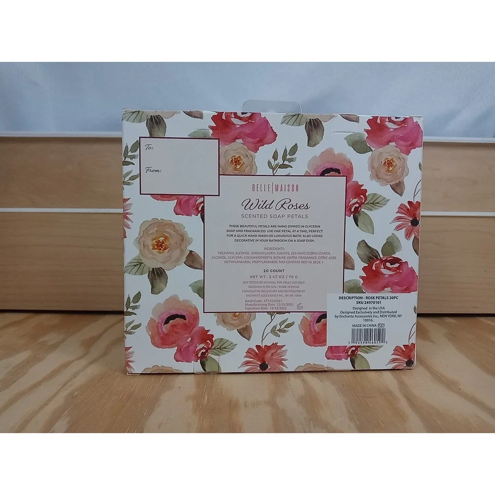 NIB Belle Maison Wild Roses Scented‎ Soap Petals Pretty Pink Rose Soap